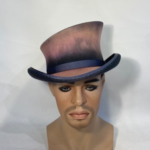 Asymmetric top hat, bridgerton style, sfumato wool felt hat, women men hat, unisex hat, victorian hat, edwardian hat, steam punk hat,top hat