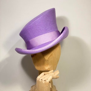 Asymmetric top hat, wool felt hat, women men hat, topper hat, derby hat, victorian hat, edwardian hat, steam punk hat, very peri, lilla