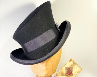 Asymmetric top hat, custom hat, felt hat men, felt hat women, great gatsby hat, art deco hat, 20s hat, steam punk top hat, art nouveau hat