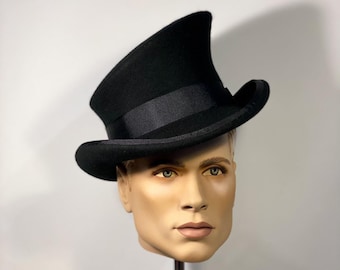 Asymmetric top hat, mad hatter top hat, great gatsby hat, kentucky derby hat, royal ascot hat, gothic hat, wedding hat, handmade hat, felt
