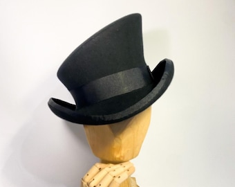 Asymmetric top hat, top hat, topper hat, edwardian top hat, victorian top hat, felt hat, steam punk top hat, race top hat, derby top hat