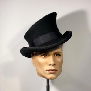 Asymmetric top hat, mad hatter top hat, great gatsby hat, kentucky derby hat, royal ascot hat, gothic hat, wedding hat, handmade hat, felt
