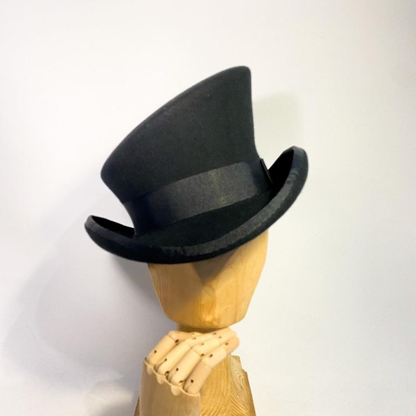 Asymmetric top hat, top hat, topper hat, edwardian top hat, victorian top hat, felt hat, steam punk top hat, race top hat, derby top hat