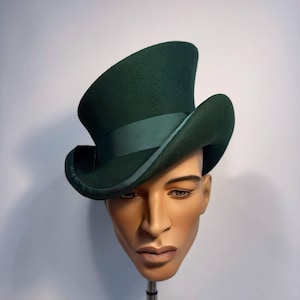 Asymmetric top hat, TWISTED brim, wool felt hat, women men hat, unisex hat, victorian hat, steam punk hat