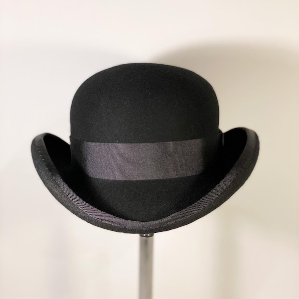 Bowler hat, wool felt hat, women men hat, unisex hat, victorian hat, edwardian hat, steam punk hat, bridgerton style, charles chaplin hat