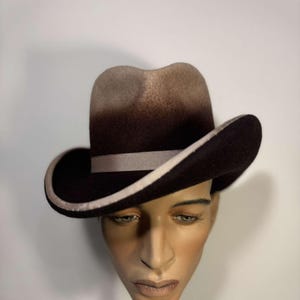 Homburg style hat with  TWISTED brim, completely handmade shaped crown, wool felt hat, women men hat, unisex hat