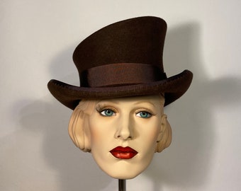 Asymmetric top hat, mad hatter top hat, great gatsby hat, kentucky derby hat, royal ascot hat, gothic hat, wedding hat, handmade hat, felt