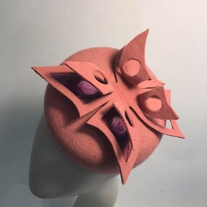 Couture  wool felt headpiece with butterfly addornment