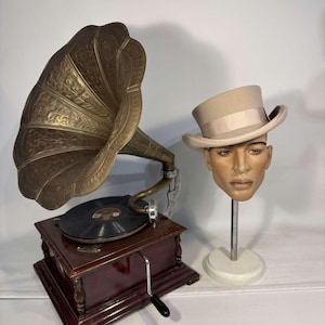 Low top hat, dark ivory short top hat, wool felt hat, women men hat, unisex hat, victorian hat, edwardian hat, steam punk hat, top hat