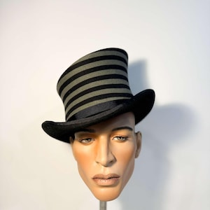 Asymmetric top hat, stripped crown, wool felt hat, women men hat, unisex hat, victorian hat, edwardian hat, steam punk hat