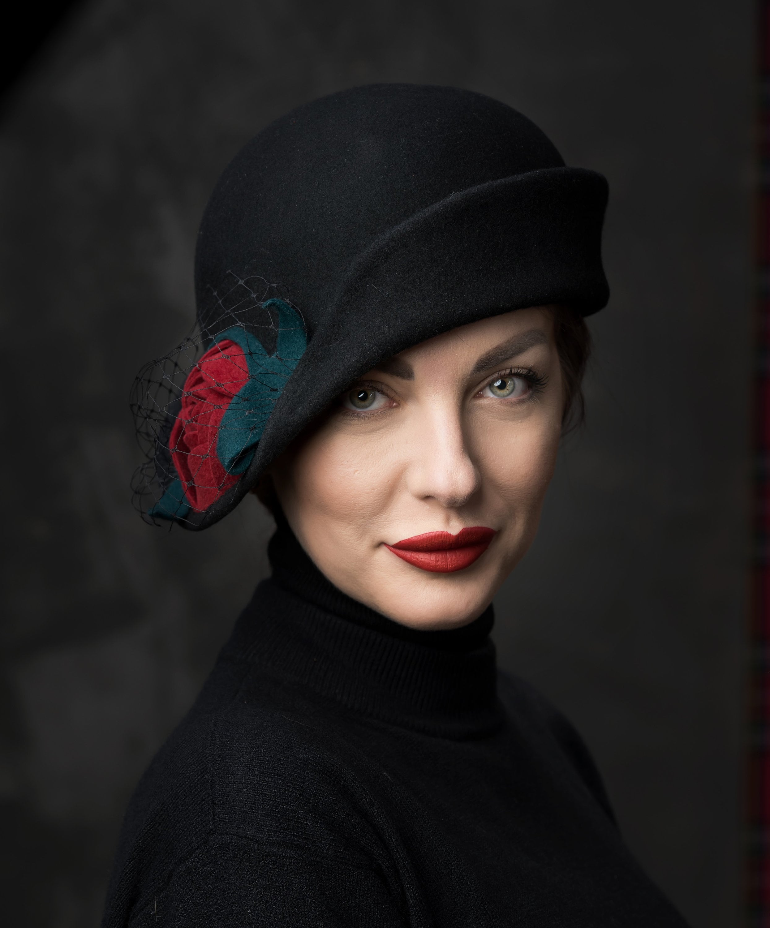 Vintage Style, Flapper, Black Cloche Hat, 1920s, Art Deco 