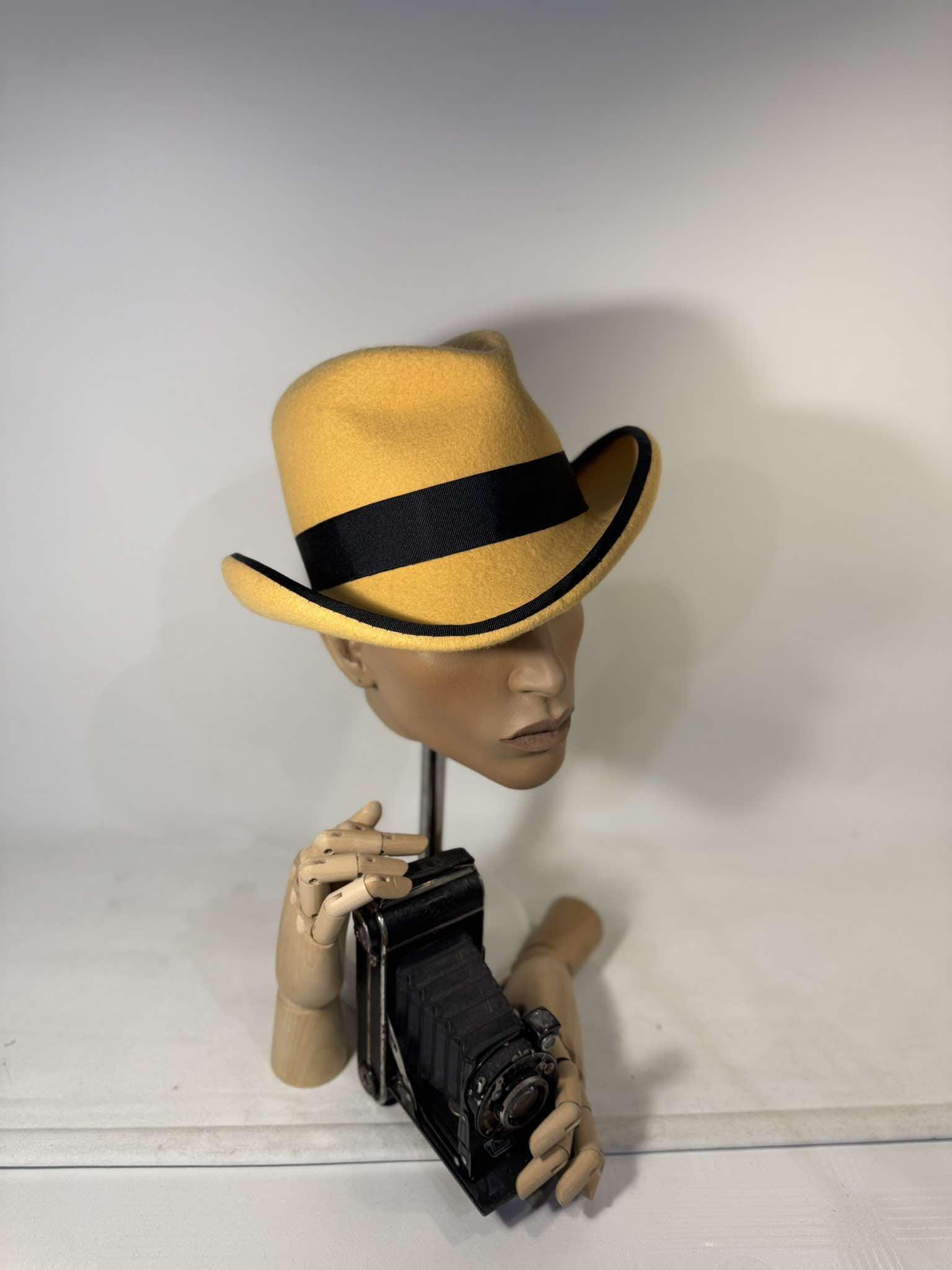 Homburg Style Hat With TWISTED Brim, Completely Handmade