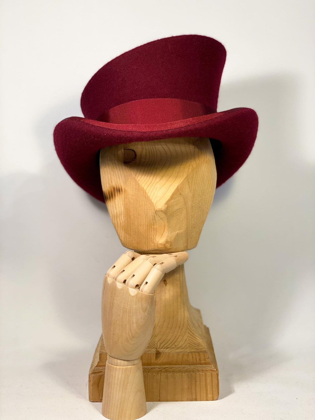 Custom Top Hat. Asymmetric Top Hat, Burgundy Hat, Great Gatsby Hat