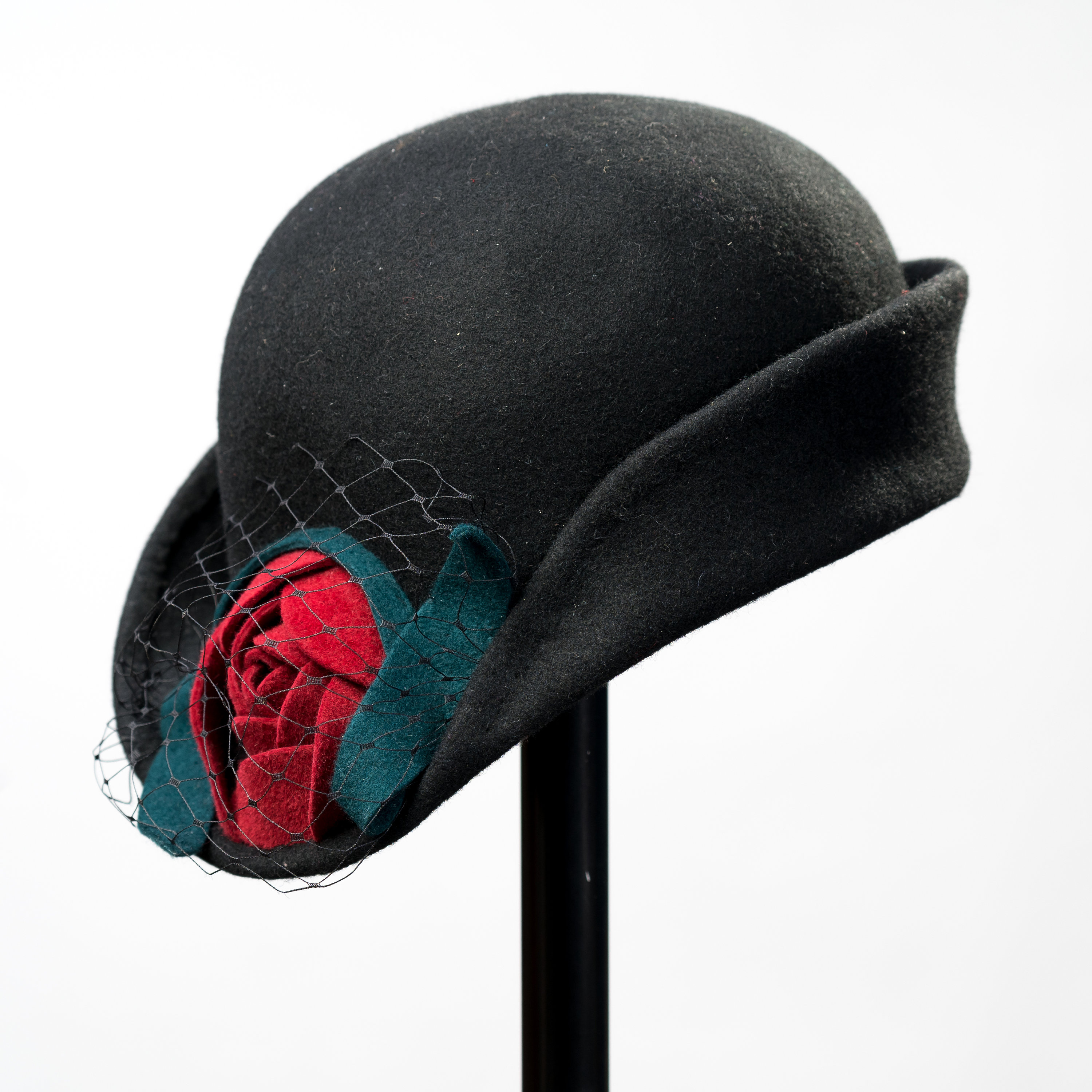 4091 ZX Winter Wool Felt Cloche Bucket Hat 1920s Vintage Gatsby Hat Elegant 1920s-style-brown-felted-  main image 2