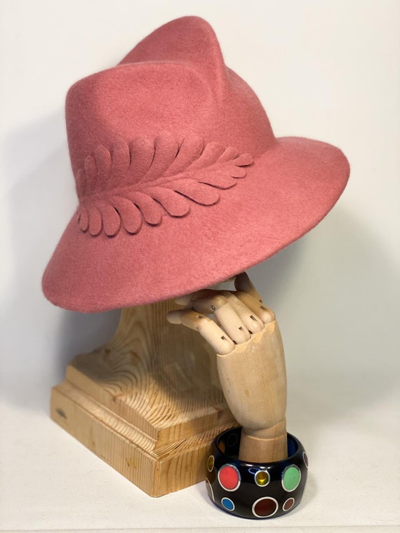 Amazonite Women Felt Fedora Hat Rancher | Womens Teal Wide Brim Felt Fedora Hat – American  main image 2