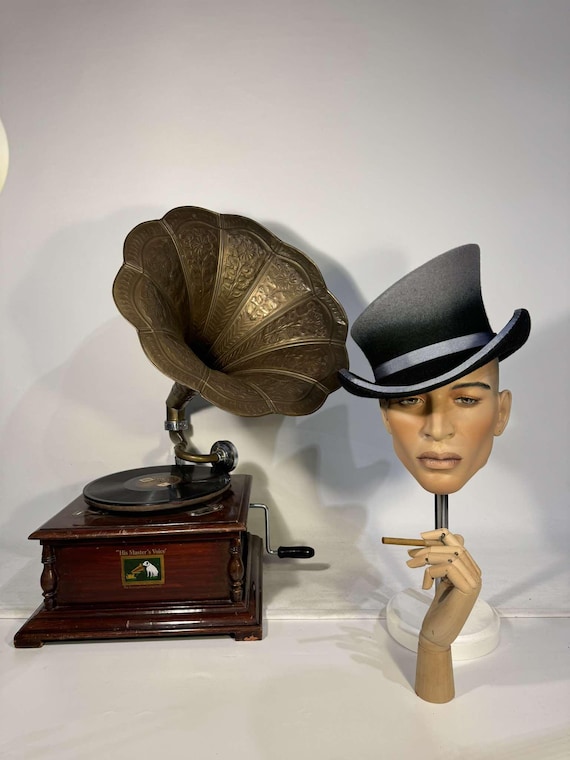 Asymmetric Top Hat, Two Shaded: Grey and Black, Wool Felt  display picture 3