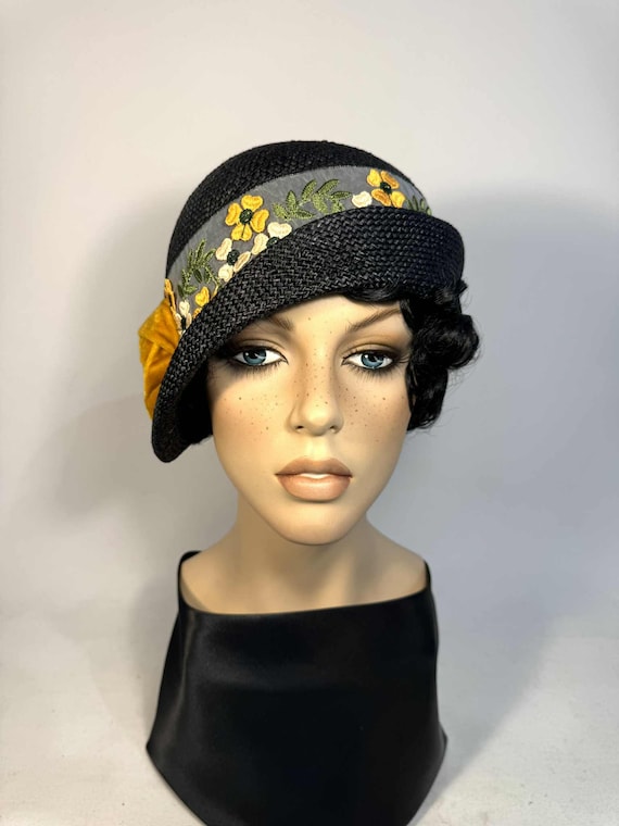 Flapper Style Straw Hat, 1920s, Art Deco, Art Nouveau, Great 