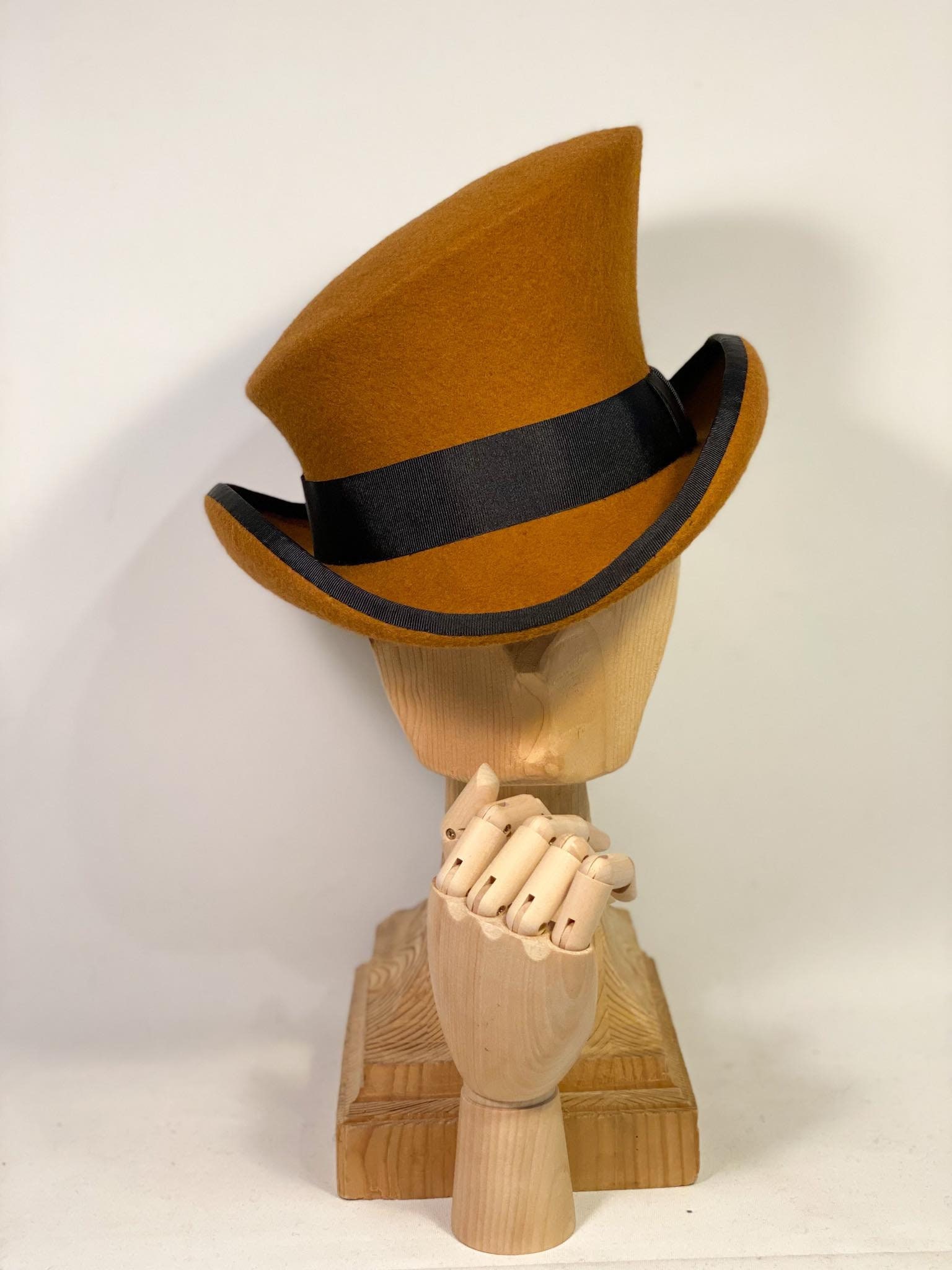 Black Ribbon Wool Felt Hat Women 