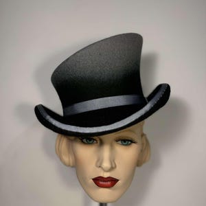 Asymmetric top hat, two shaded: grey and black, wool felt hat, women men hat, unisex hat, victorian hat, edwardian hat, steam punk hat