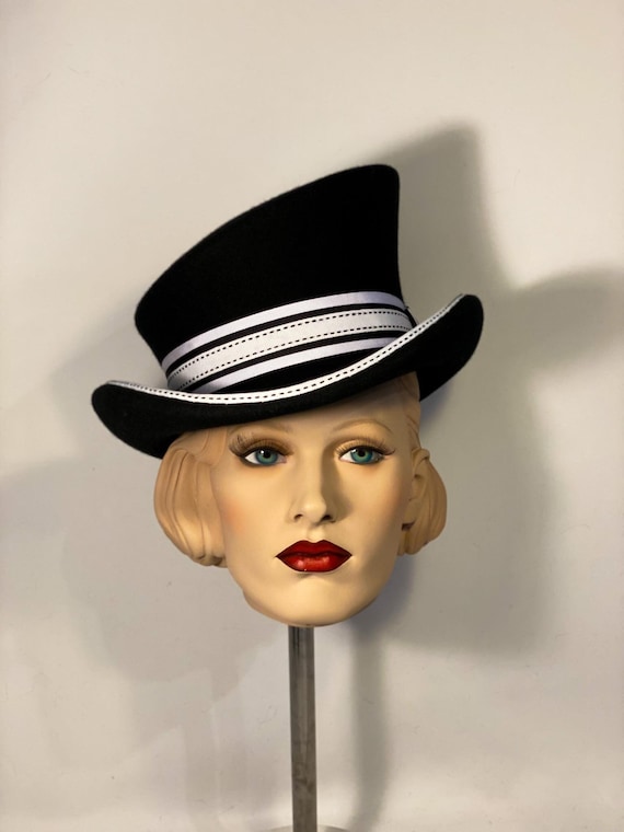 Wool Fedora Hat With Punk Ribbon Wool Fedora Hat With Punk Ribbon