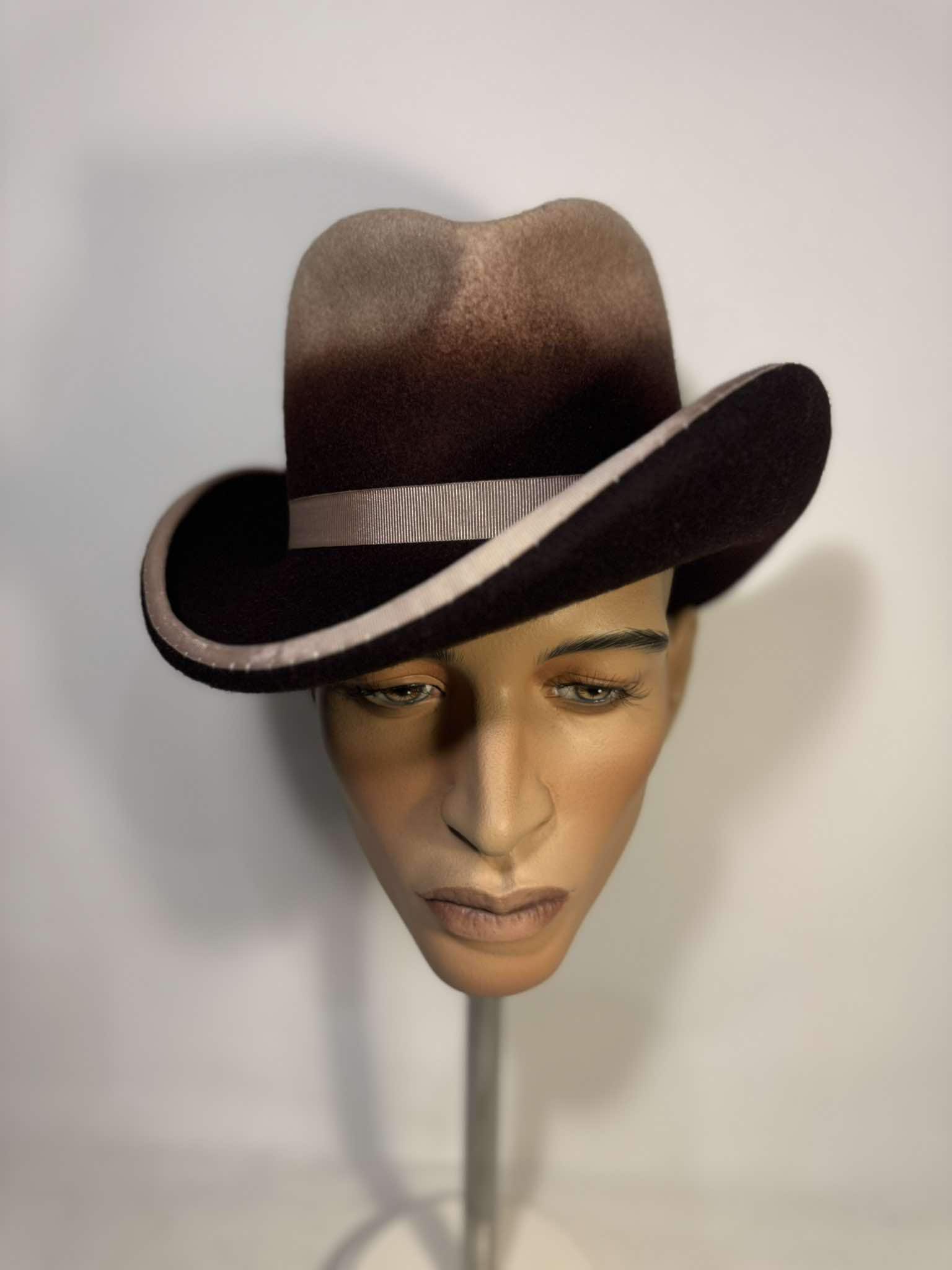 非売品 Homburg Style Hat With TWISTED Brim, Completely Handmade 帽子