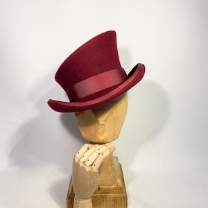 Asymmetric top hat, wool felt hat, women men hat, topper hat, victorian hat, edwardian hat, steam punk hat, top hat, bordeaux, burgundy