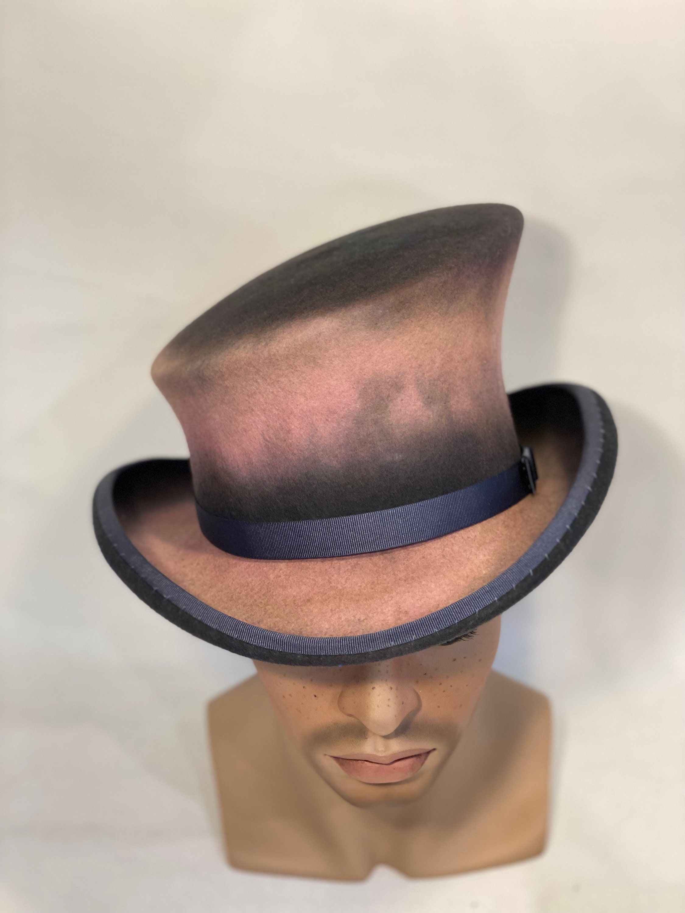 One-of-a-kKnd Dramatic Wool Felt Top Hat w/ Elaborate  Trim Whittal & Shon Sexy 6 Inch Fur Felt Top Hat | SWAINE main image 4
