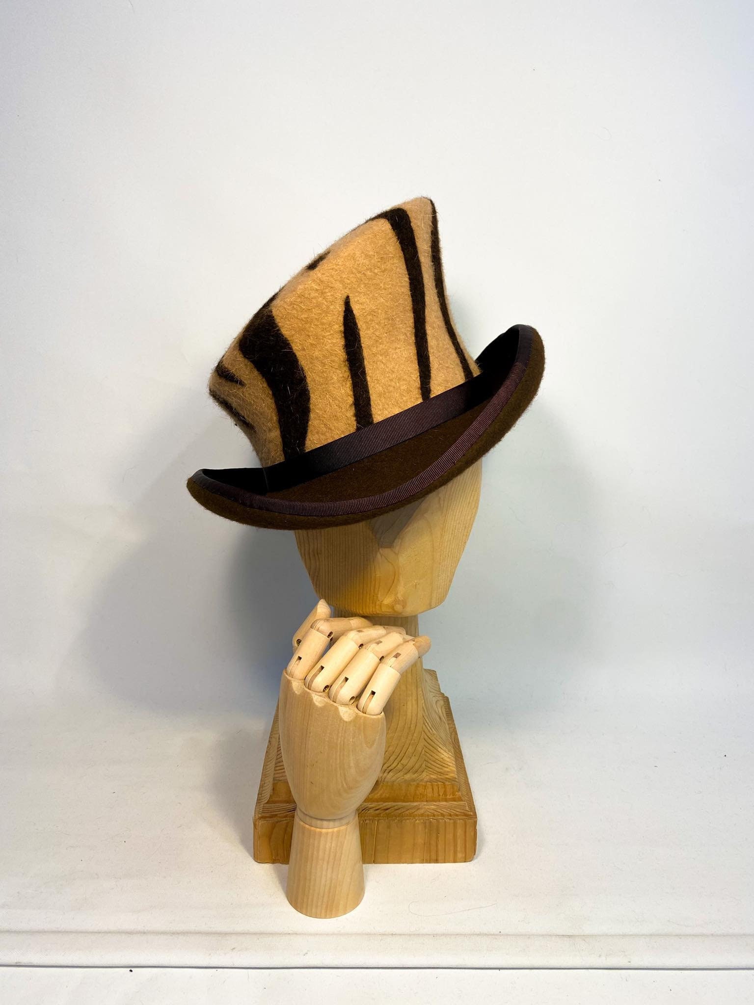 Asymmetric Top Hat Animal Print Hat Fur Felt Hat Tiger Print Hat Great Gatsby Hat Ascot Top Hat Kentucky Derby Top Hat Topper Hat Etsy
