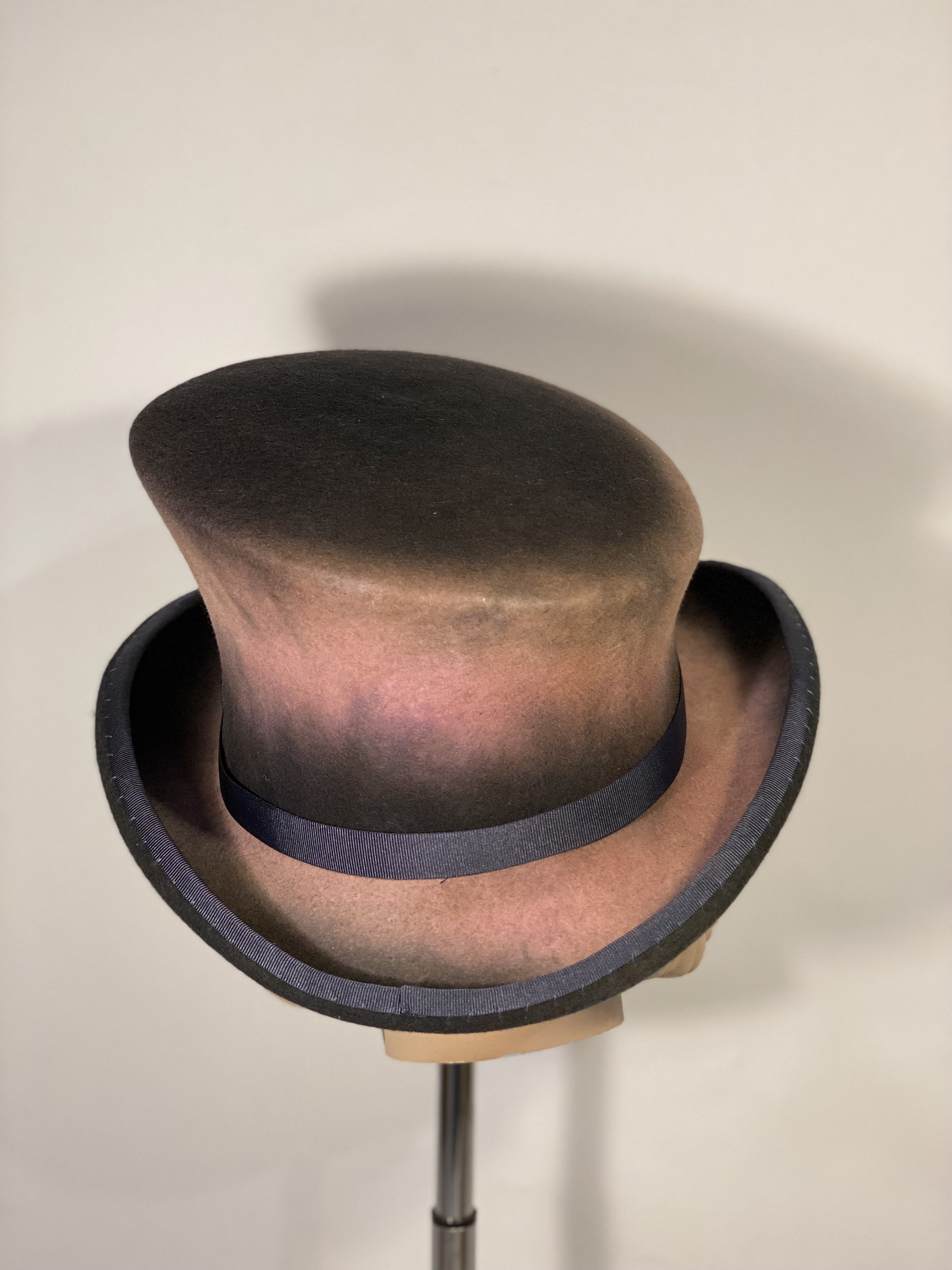 Asymmetric Top Hat, Bridgerton Style, Sfumato Wool Felt Hat 