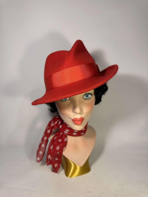 Asymmetric Fedora Hat, Wool Felt Hat, Unisex Hat, Trilby  display picture 2