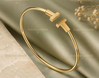 Authentic TIFFANY &co T Narrow Chain Bracelet in 18 Karat Gold. - Etsy