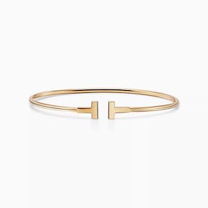 Armband i 925 sterlingsilver med T-formad kedja, förgyllt armband med öppen manschett, minimalistiska smycken