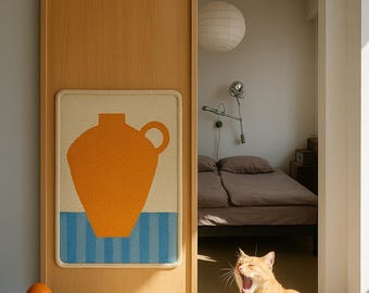 Cat Scratching Post Alternative – Modern Wall-Mounted Sisal Scratch Mat for Furniture (Chubby Vase)