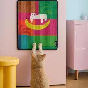 Cat Scratching Post Alternative – Modern Wall-Mounted Sisal Scratch Mat for Furniture (Banana Elephant）