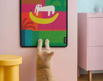 Cat Scratching Post Alternative – Modern Wall-Mounted Sisal Scratch Mat for Furniture (Banana Elephant）
