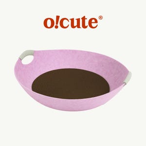 Large Felt Cat Bed Bowl – Cozy Cat Nest, Optional Fur Cushion Cocoa Pink
