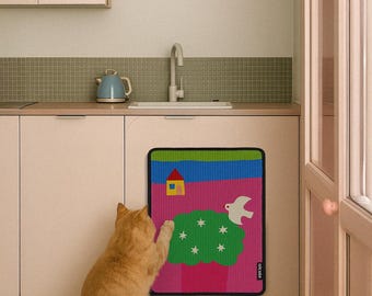 Cat Scratching Post Alternative – Modern Wall-Mounted Sisal Scratch Mat for Furniture (White Bird）