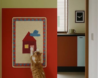 Cat Scratching Post Alternative – Modern Wall-Mounted Sisal Scratch Mat for Furniture