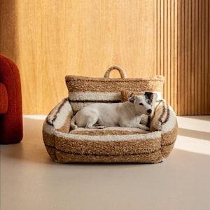Vintage Pet Sofa Bed – Cozy Sherpa Fabric, Removable Cover