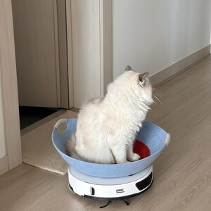 Large Felt Cat Bed Bowl – Cozy Cat Nest, Optional Fur Cushion image 6