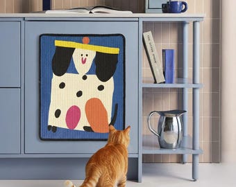 Cat Scratching Post Alternative – Modern Wall-Mounted Sisal Scratch Mat for Furniture (Spotted Pup）