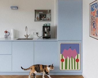 Cat Scratching Post Alternative – Modern Wall-Mounted Sisal Scratch Mat for Furniture ( Blushing Bloom）