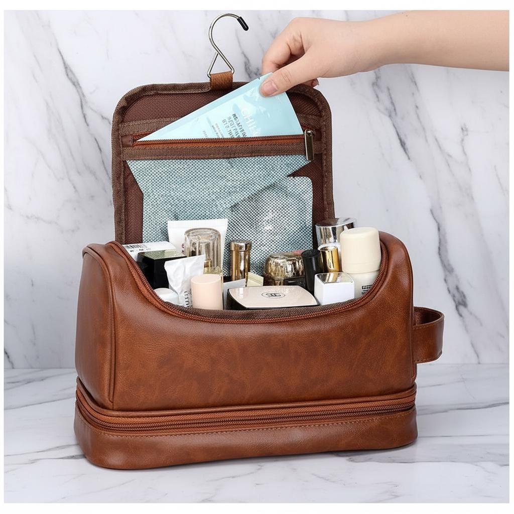 Personalized Leather Toiletry Bag for Women