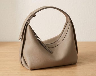 Leather Hobo Bag Minimalist Shoulder Bag Soft Leather Handbag Everyday Purse Slouchy Bag Crescent Purse Gift for Her