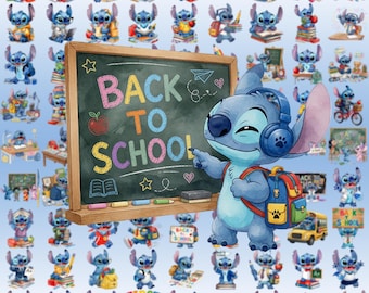Stitch Back To School Watercolor Png, Clipart Stitch Png, Stitch Clipart, Cute Back To School Clipart Good Quality, instant Download