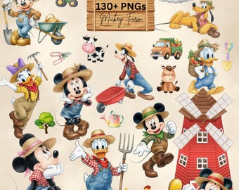 Farmer Mickey Watercolor PNG, Farmer clipart sublimation, Mega Mickey Farmer Bundle Instant Download, party Decor, PNG file for Farmer Mouse