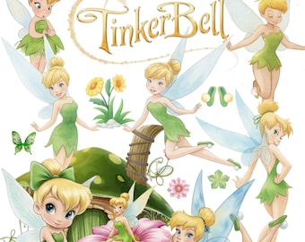 120+Watercolor Tinkerbell PNG Bundle: Fairy Clipart for Invitations (Digital Download