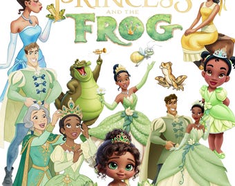 140+Princess and the Frog Watercolor PNG Clipart, Tiana Clipart, Princess png, Tiana PNG Bundle, Tiana png, pack Paper digital