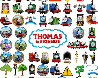 60+Thomas Train PNG Bundle, Thomas The Tank Engine Clipart, Train PNG, Kids Birthday Party, Sublimation, Cricut File, Digital Download Set