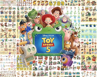 Paquete de más de 500 imágenes PNG de Toy Story 5: Buzz Lightyear, Woody y Jessie, alfabeto, diseño de camiseta de cumpleaños de Toy Story, imágenes prediseñadas de Toy Story (descarga instantánea).